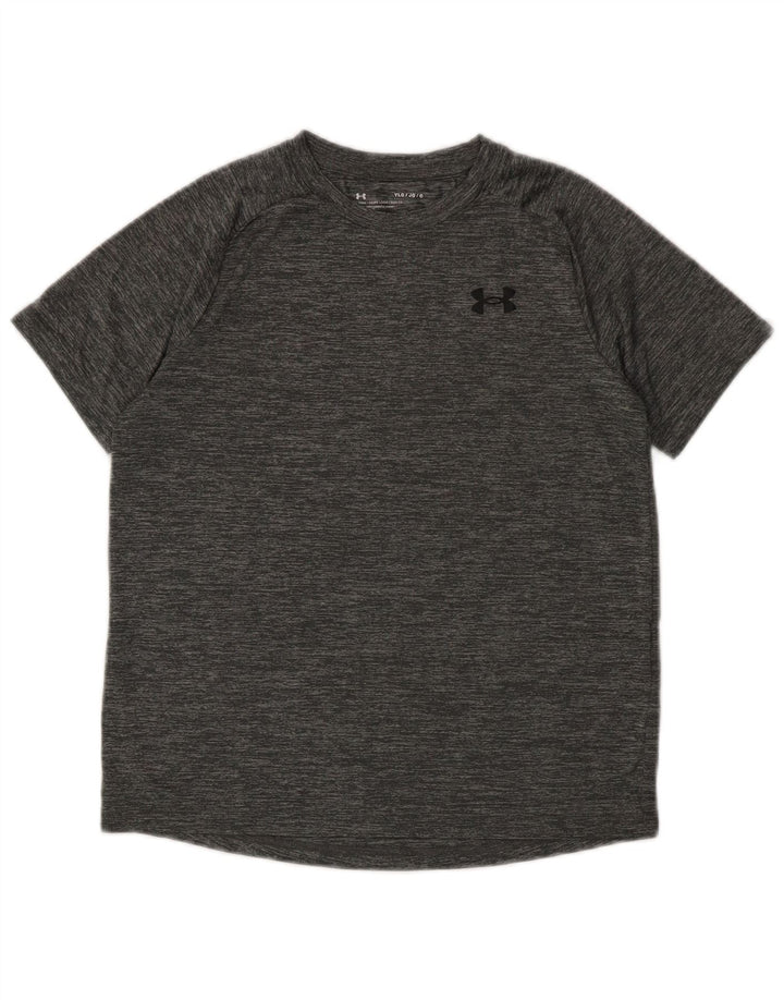 Футболка Under Armour для мальчиков, топ 11–12 лет, большой серый полиэстер с крапинками