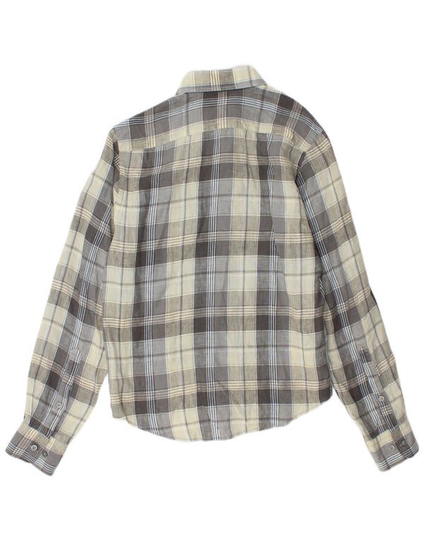 Мужская рубашка приталенного кроя MARLBORO CLASSICS, маленькая разноцветная клетчатая льняная рубашка