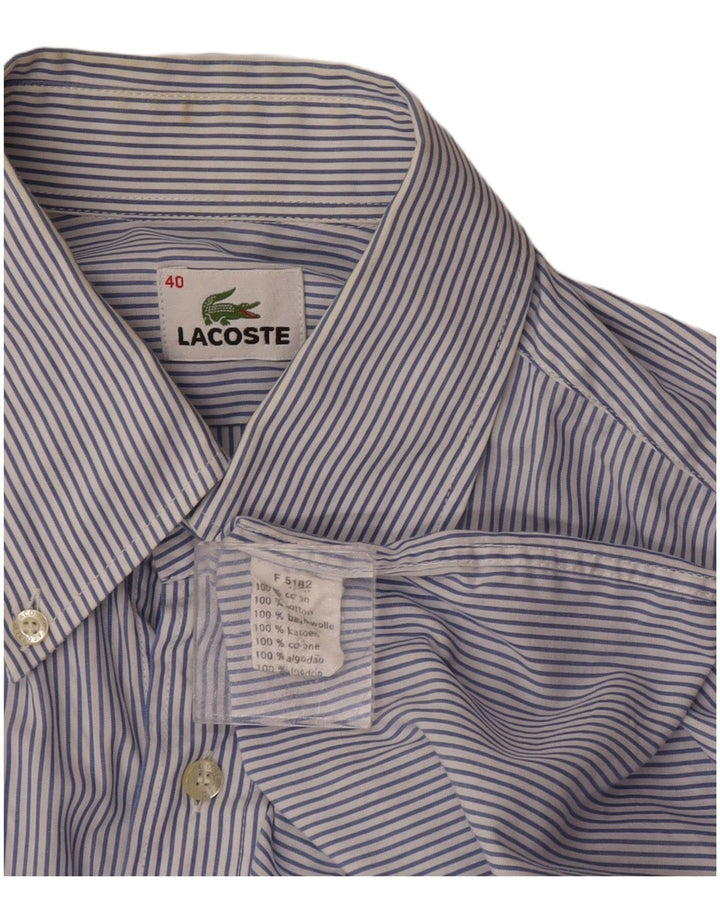 Мужская рубашка Lacoste, размер 40, средний размер, темно-синяя полоска, хлопок