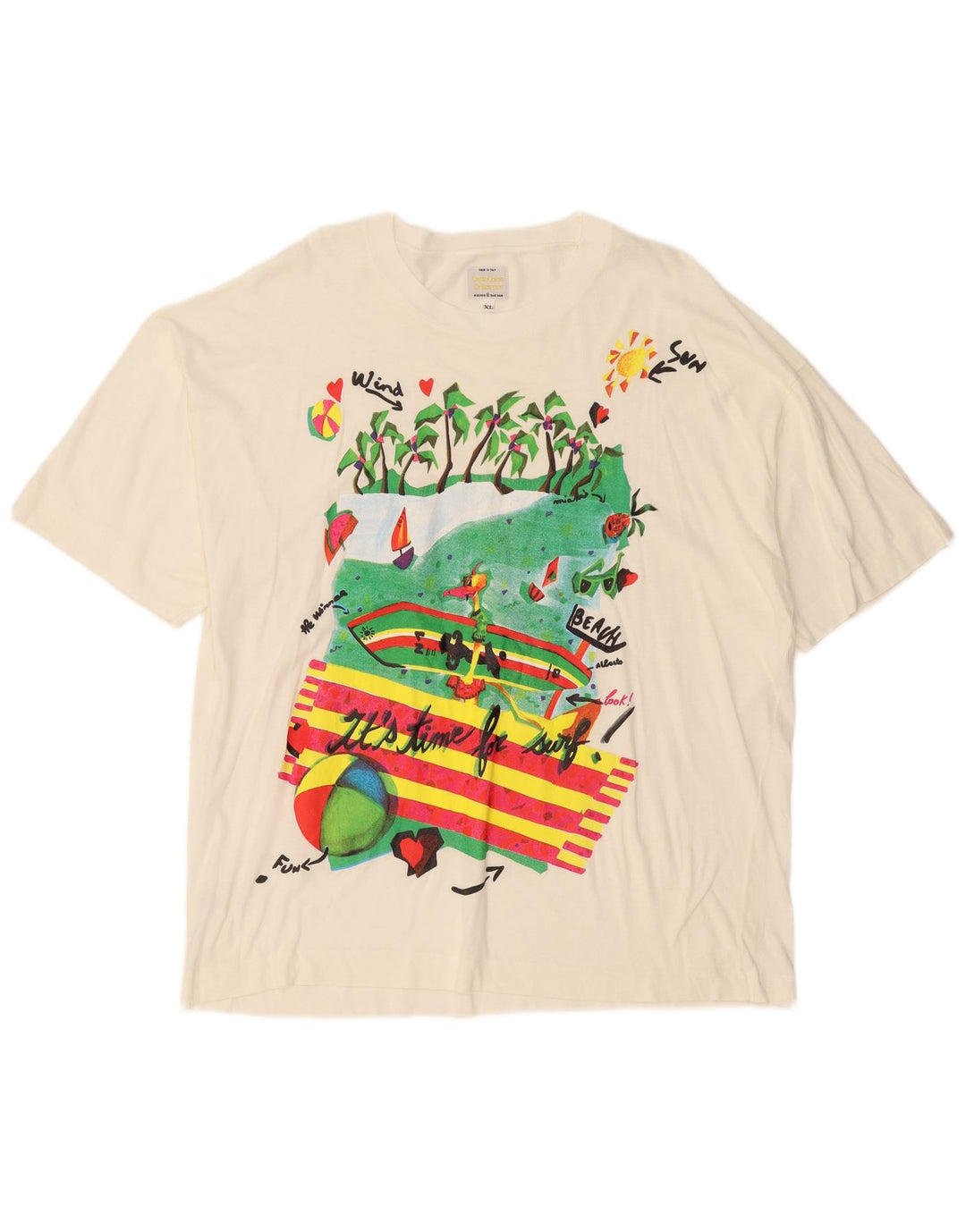 Мужская футболка с рисунком BENETTON Top XL Off White