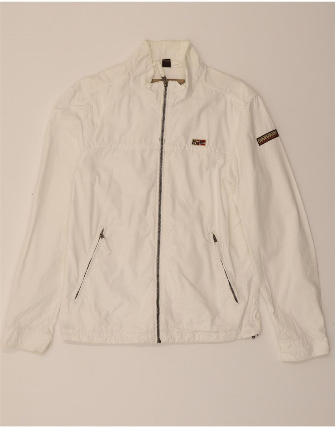 NAPAPIJRI Womens Bomber Jacket UK 16 Large White Cotton Vintage Napapijri and Second-Hand Napapijri from Messina Hembry 