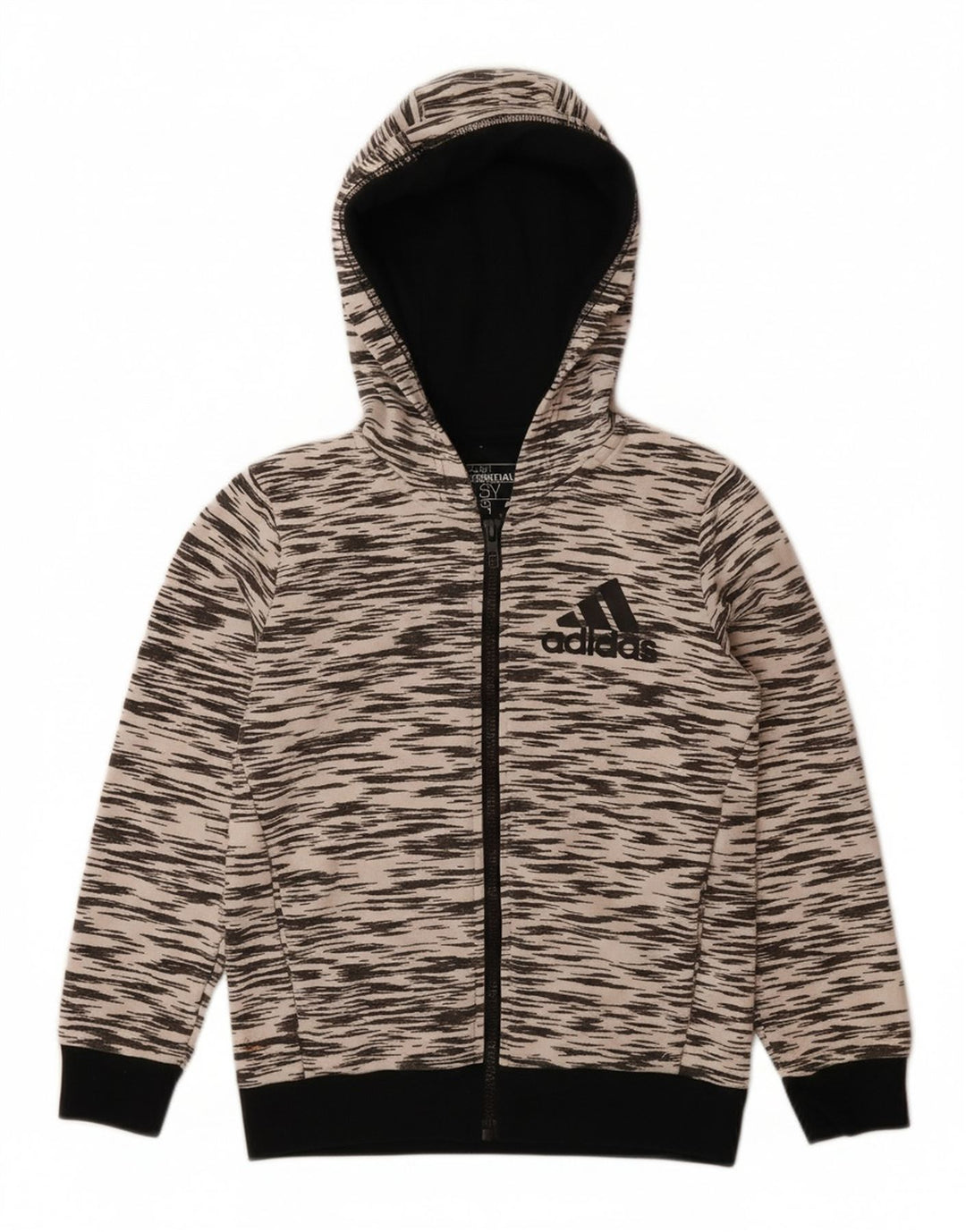 ADIDAS Свитер с капюшоном и молнией Climalite для мальчиков 7–8 лет, серый полиэстер с крапинками