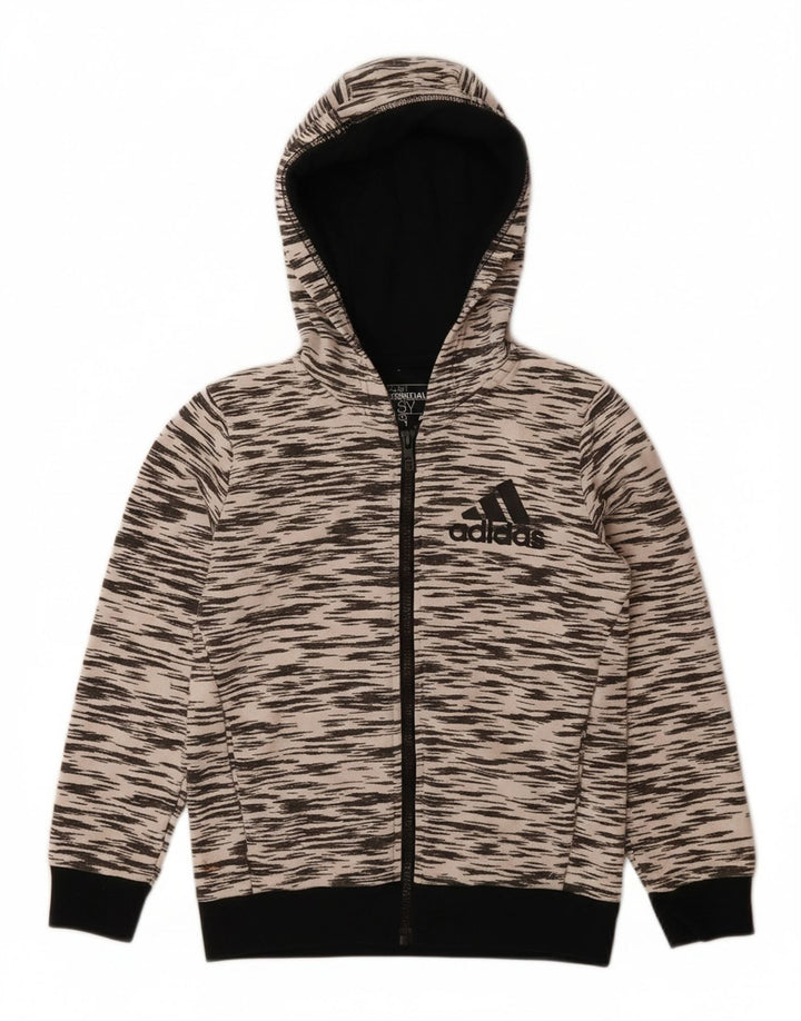ADIDAS Свитер с капюшоном и молнией Climalite для мальчиков 7–8 лет, серый полиэстер с крапинками