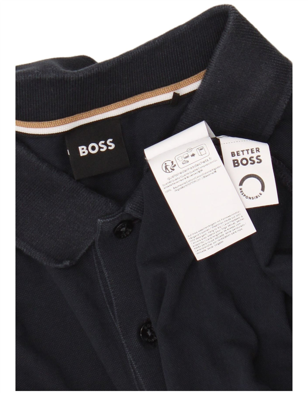 Мужская рубашка-поло Hugo Boss, темно-синяя, хлопковая