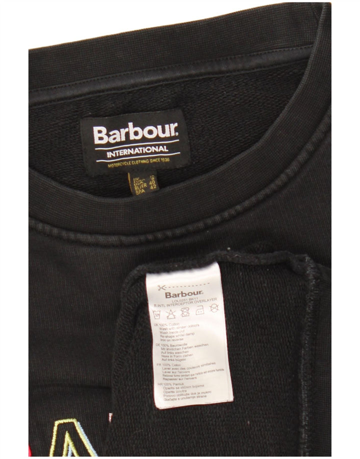 Женский свитер с рисунком BARBOUR UK 12, средний черный хлопковый джемпер