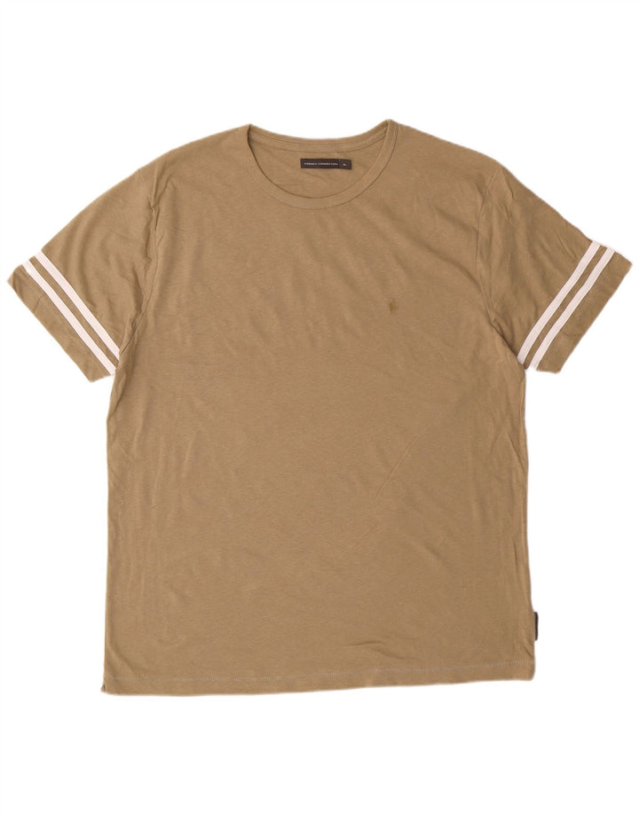 FRENCH CONNECTION Mens T-Shirt Top XL Khaki Cotton