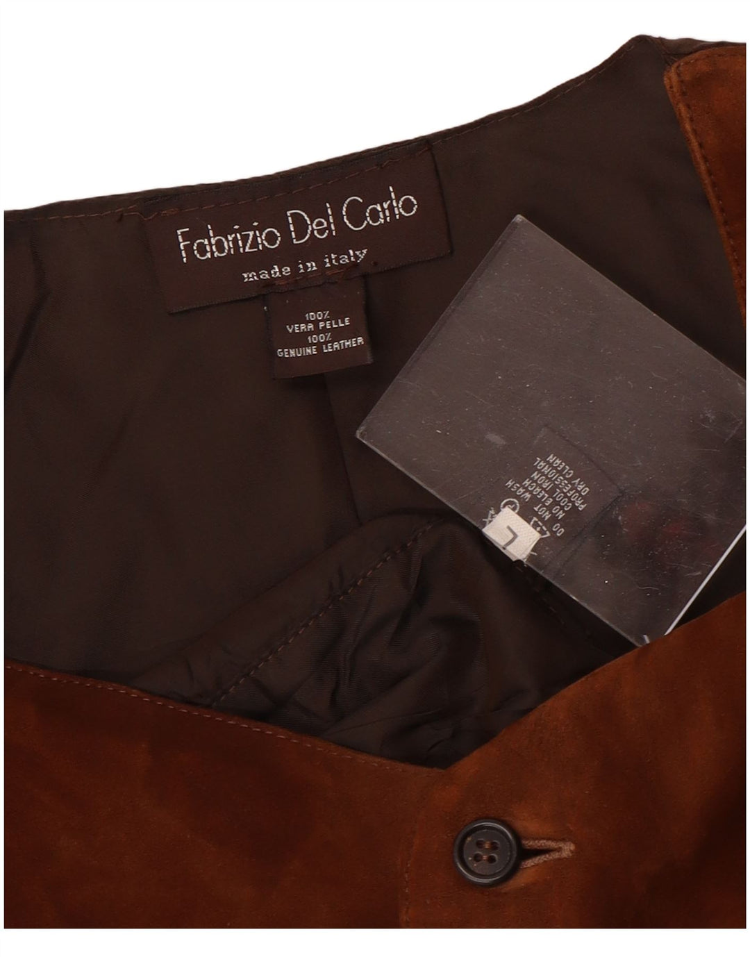 FABRIZIO DEL CARLO Мужской замшевый жилет большой коричневый кожаный