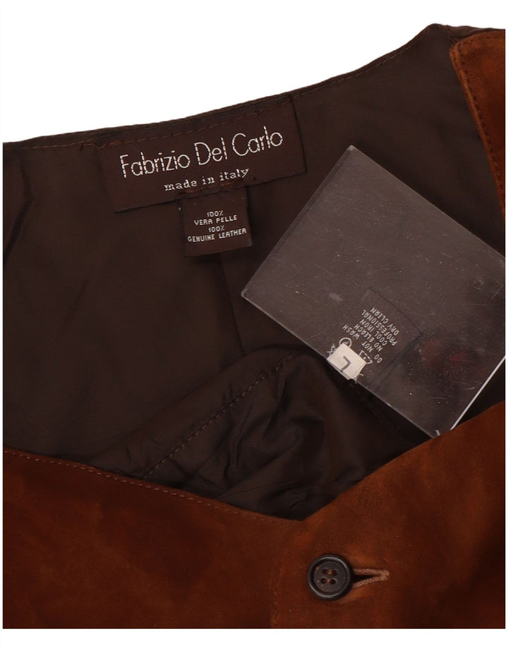 FABRIZIO DEL CARLO Мужской замшевый жилет большой коричневый кожаный