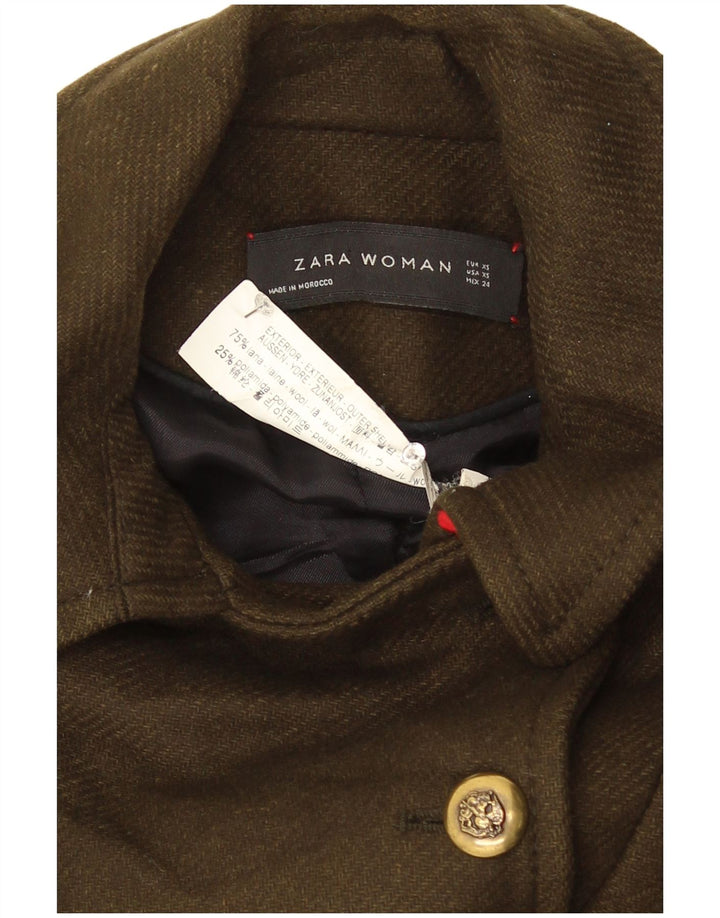 Женское полупальто Zara UK 6 XS, цвет хаки, шерсть