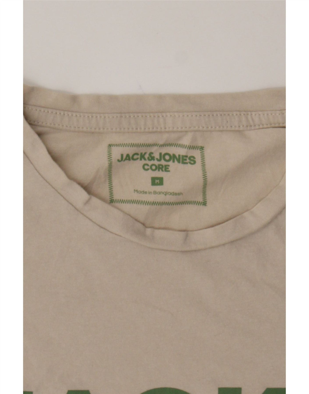 JACK & JONES Mens Graphic T-Shirt Top Medium Beige Cotton Vintage Jack & Jones and Second-Hand Jack & Jones from Messina Hembry 