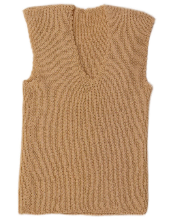 VINTAGE Женская майка безрукавка UK 12 Средний Бежевый