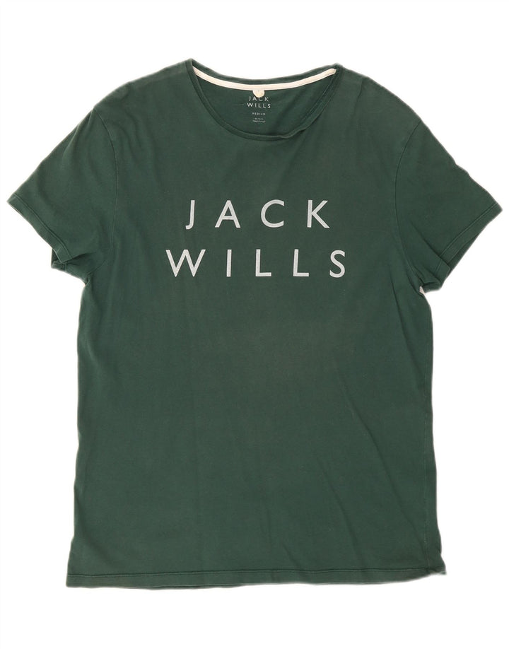 Мужская футболка с рисунком Jack Wills, хлопковый топ среднего зеленого цвета