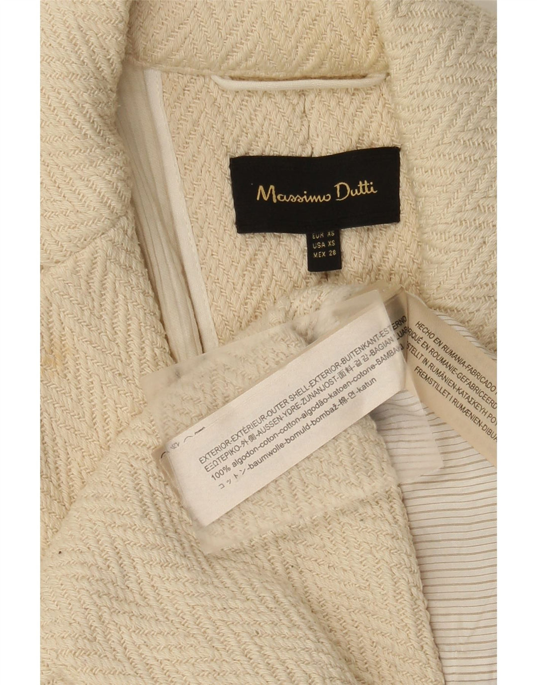 Massimo Dutti Женское открытое пальто с рукавами 3/4 UK 6 XS Off White «Елочка»