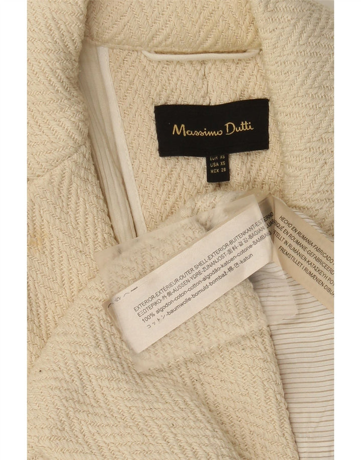 Massimo Dutti Женское открытое пальто с рукавами 3/4 UK 6 XS Off White «Елочка»