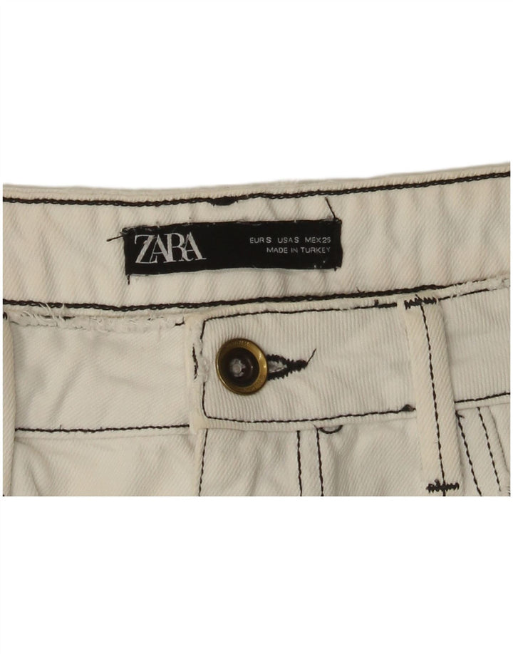 Женская джинсовая мини-юбка Zara, маленькая W27, белая