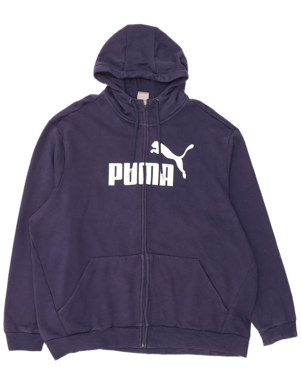 Мужской свитер с капюшоном Puma на молнии с графическим рисунком 5XL, темно-синий, хлопок