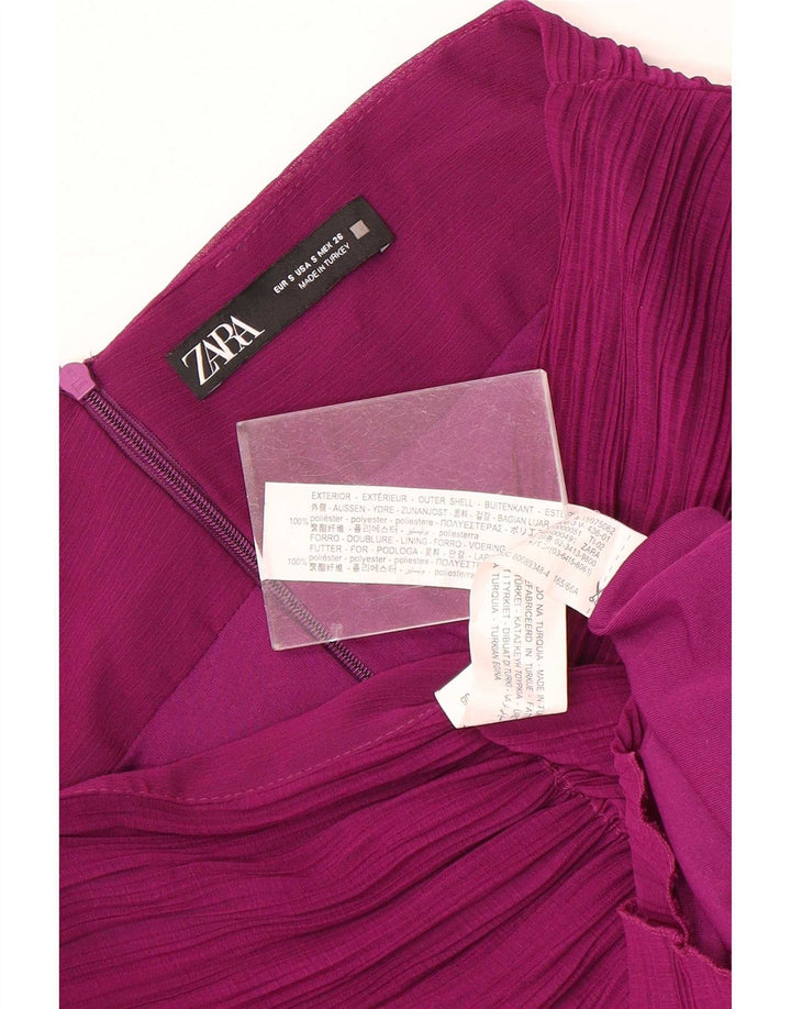 Zara Женская юбка миди с высокой талией, маленькая W26, фиолетовый полиэстер