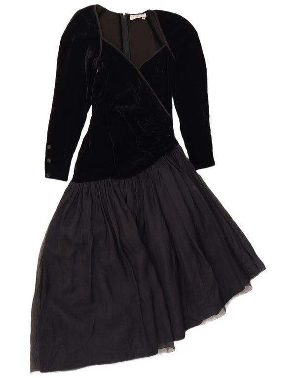 Pancaldi & B Womens Long Sleeve Asymmetrical Dress UK 12 Medium Black