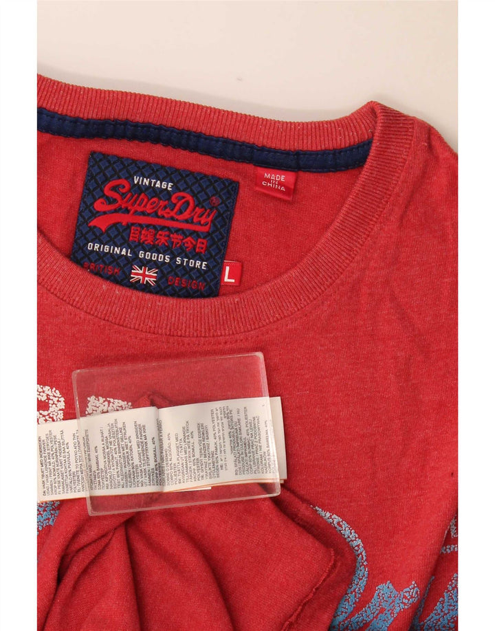 Мужская футболка с рисунком Superdry, большой красный хлопок