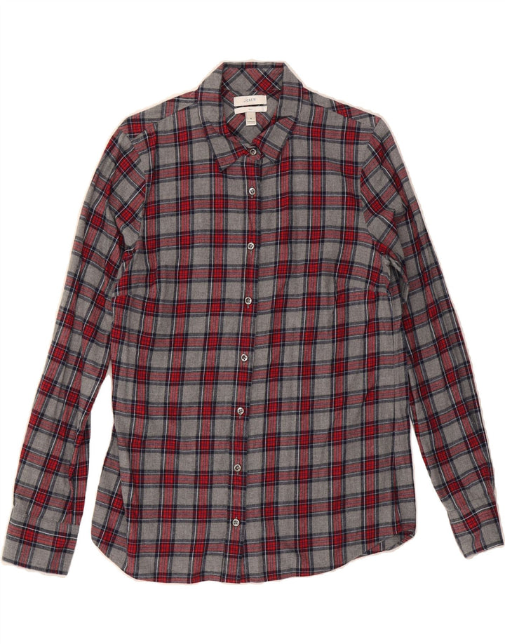 J. CREW Womens Boy Fit Flannel Shirt US 8 Medium Grey Check Cotton Vintage J. Crew and Second-Hand J. Crew from Messina Hembry 