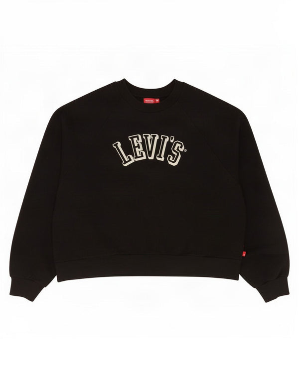 Женский укороченный свитшот с рисунком Levi's, размер UK 16, большой черный хлопок