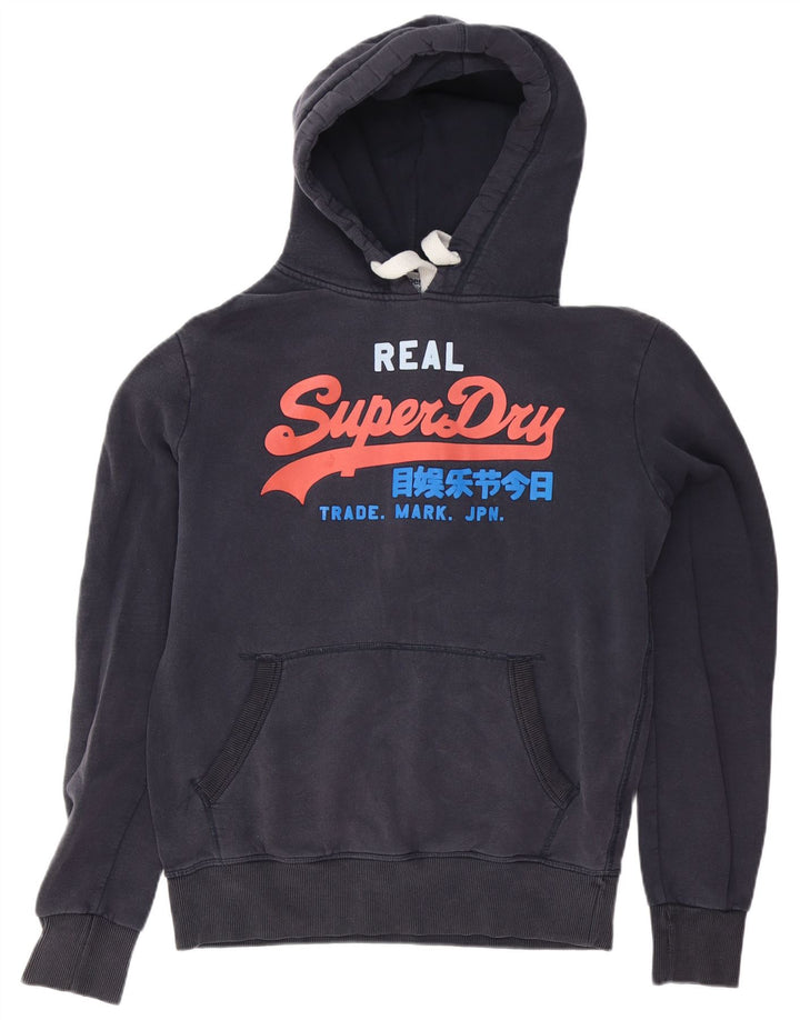 Мужской джемпер с капюшоном Superdry, темно-синий, хлопковый, с рисунком