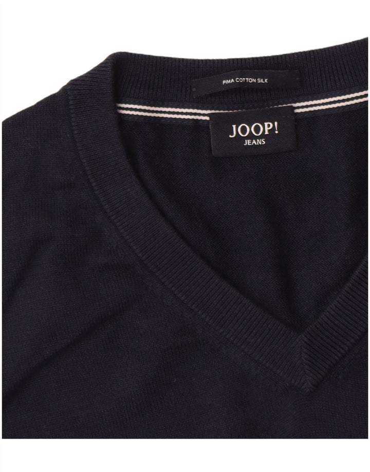 Мужской джемпер Joop с v-образным вырезом, большой темно-синий хлопковый свитер