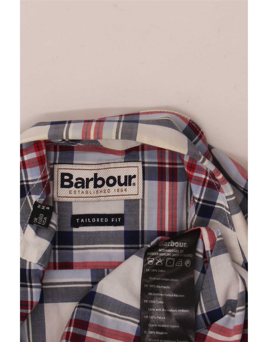 Мужская рубашка в клетку Barbour среднего размера, хлопок, разноцветная клетка