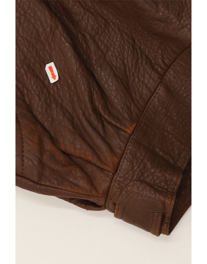 CONBIPEL Mens Military Leather Jacket UK 38 Medium Brown Leather Vintage Conbipel and Second-Hand Conbipel from Messina Hembry 