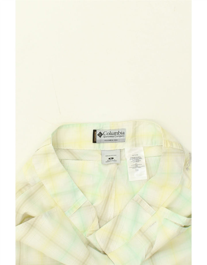 COLUMBIA Womens Chino Shorts US 6 Medium W30 Green Check Polyester Vintage Columbia and Second-Hand Columbia from Messina Hembry 