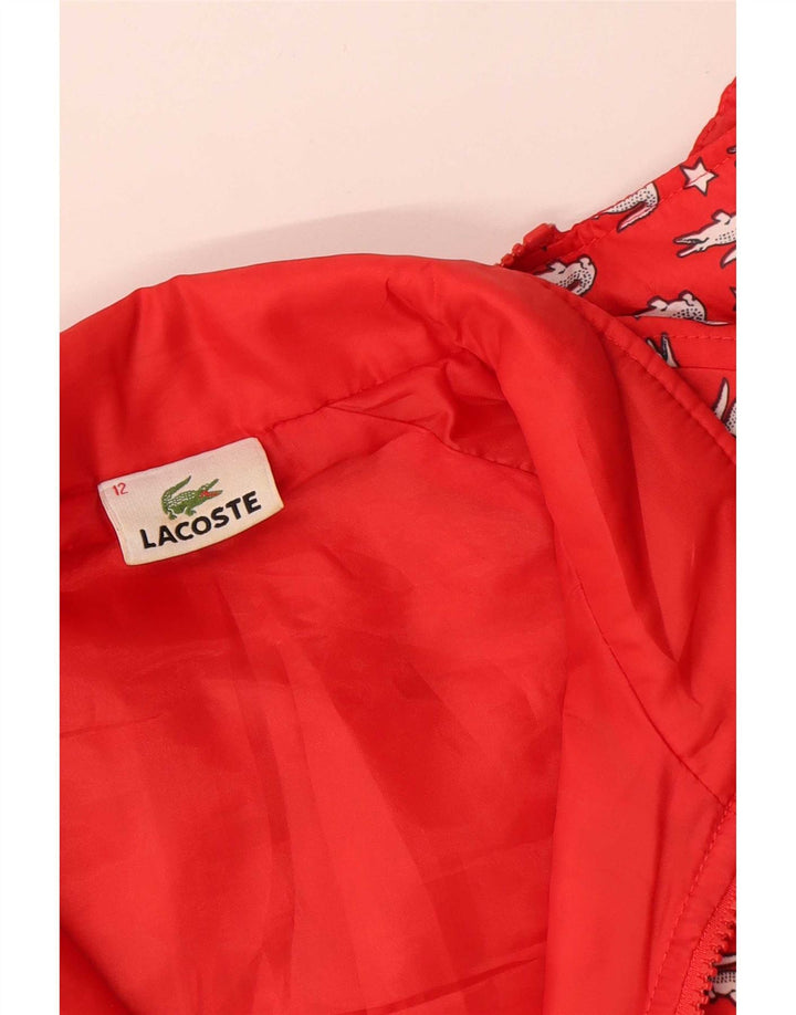 Lacoste Ветровка с капюшоном и графическим рисунком для девочек 11-12 лет, красный полиэстер