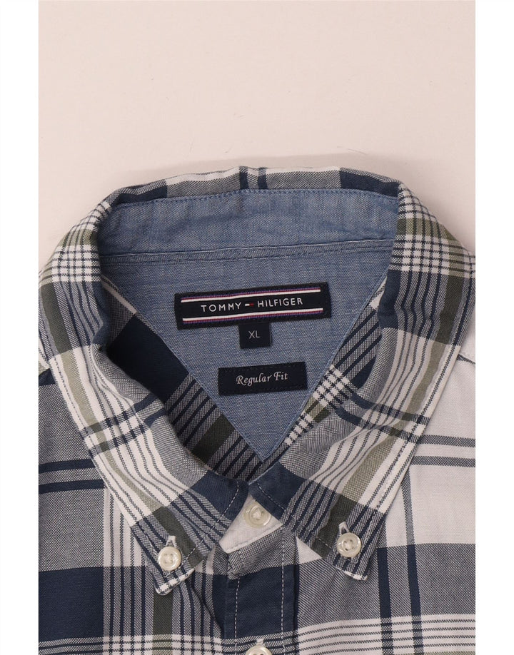 Tommy Hilfiger Мужская рубашка стандартного кроя XL Темно-синяя клетка