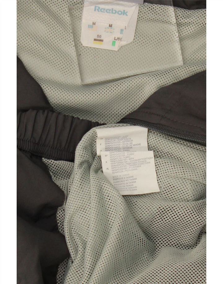 Мужской спортивный костюм свободного покроя Reebok, верхняя куртка среднего серого цвета с цветными блоками