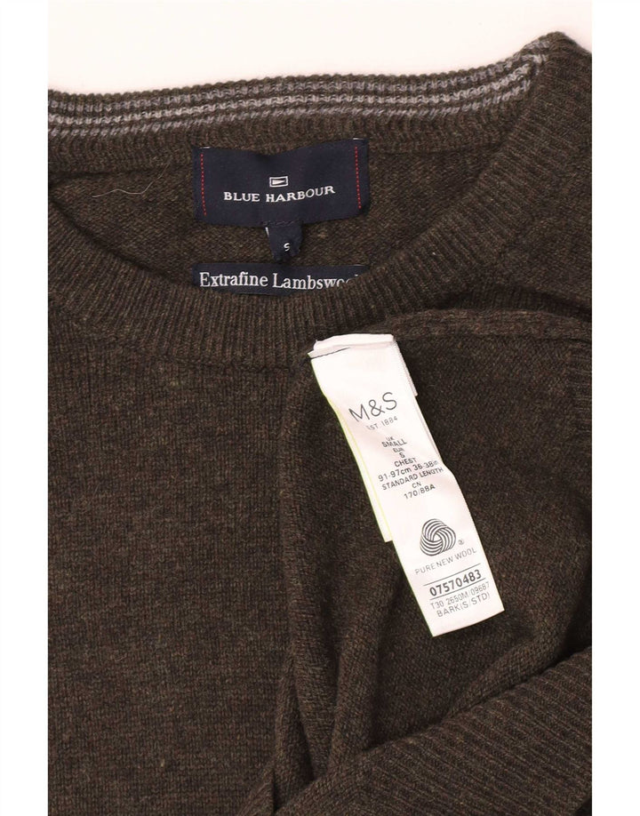 Мужской джемпер с круглым вырезом Marks & Spencer, маленький зеленый свитер из овечьей шерсти с крапинками