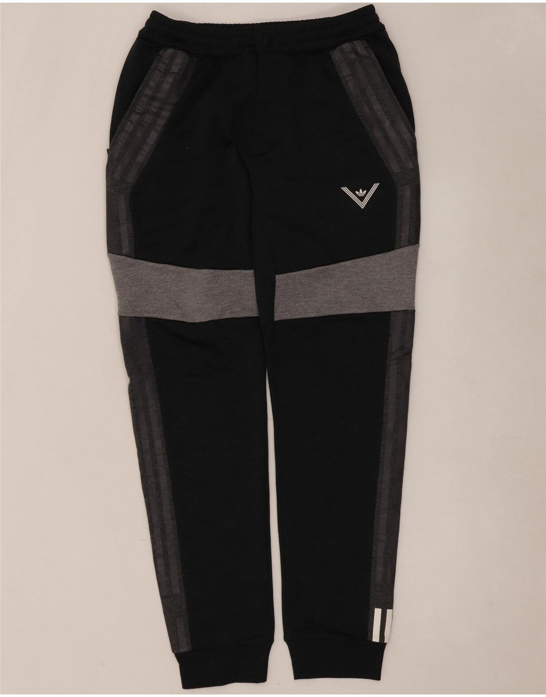 Adidas Мужские спортивные брюки Джоггеры Маленький серый полиэстер с цветными блоками