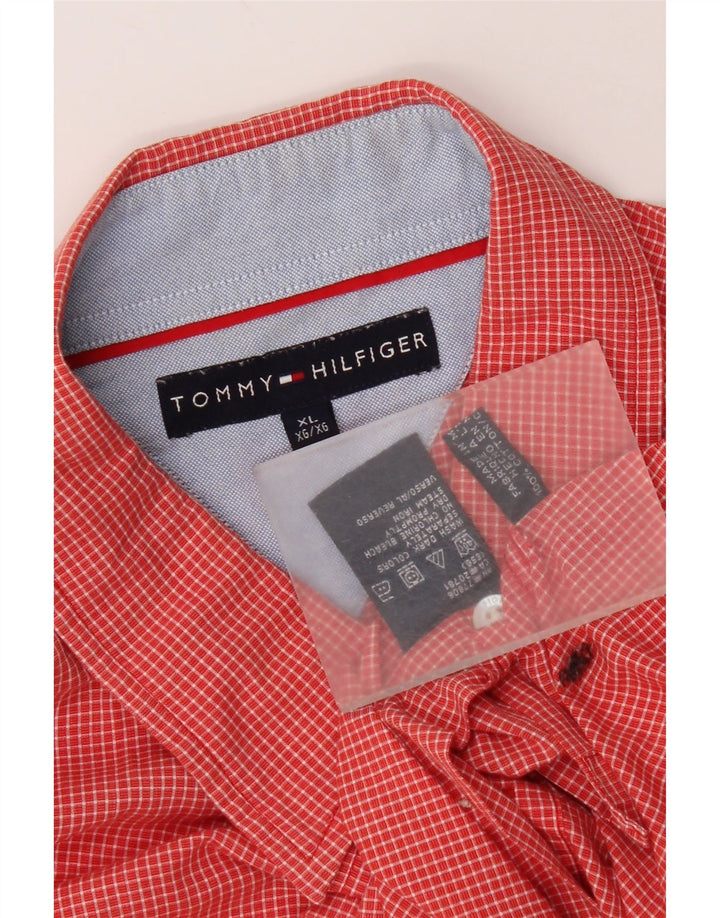 Мужская рубашка Tommy Hilfiger XL из хлопка в красную клетку
