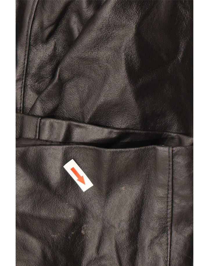 VINTAGE Женское кожаное пальто IT 48 XL Черное кожаное