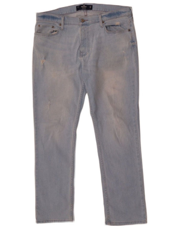 Мужские узкие прямые джинсы Hollister W34 L30, синий хлопок