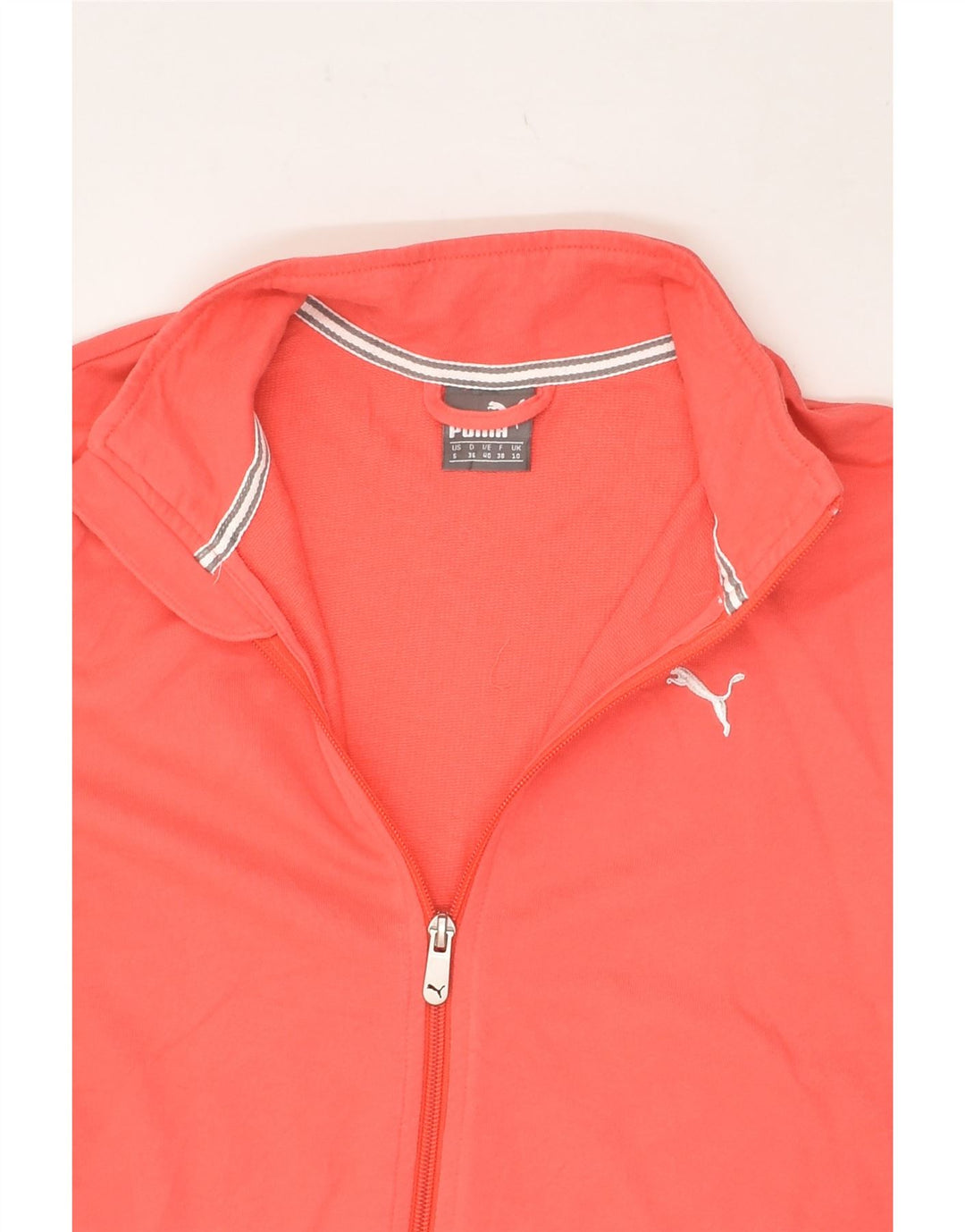 PUMA Womens Graphic Tracksuit Top Jacket UK 10 Small Pink Cotton | Vintage Puma | Thrift | Second-Hand Puma | Used Clothing | Messina Hembry 