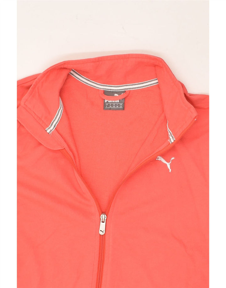 PUMA Womens Graphic Tracksuit Top Jacket UK 10 Small Pink Cotton | Vintage Puma | Thrift | Second-Hand Puma | Used Clothing | Messina Hembry 