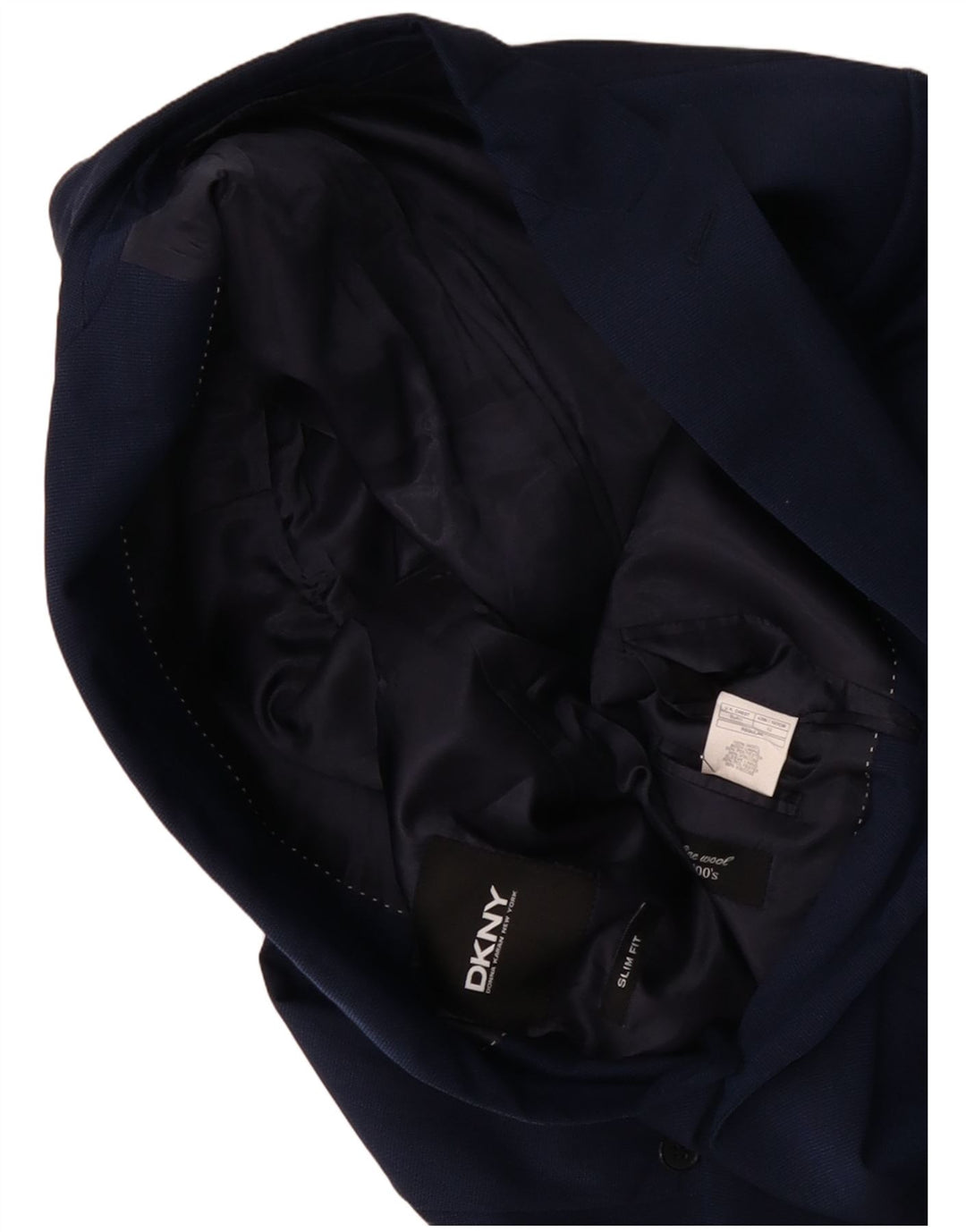 Мужской приталенный пиджак DKNY на 2 пуговицах IT 52 XL, темно-синий, шерсть