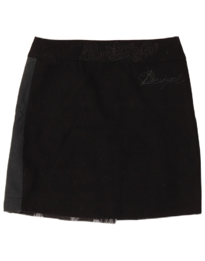 Женская мини-юбка с запахом Desigual с рисунком EU 38 Medium W32 Черная в стиле пэчворк