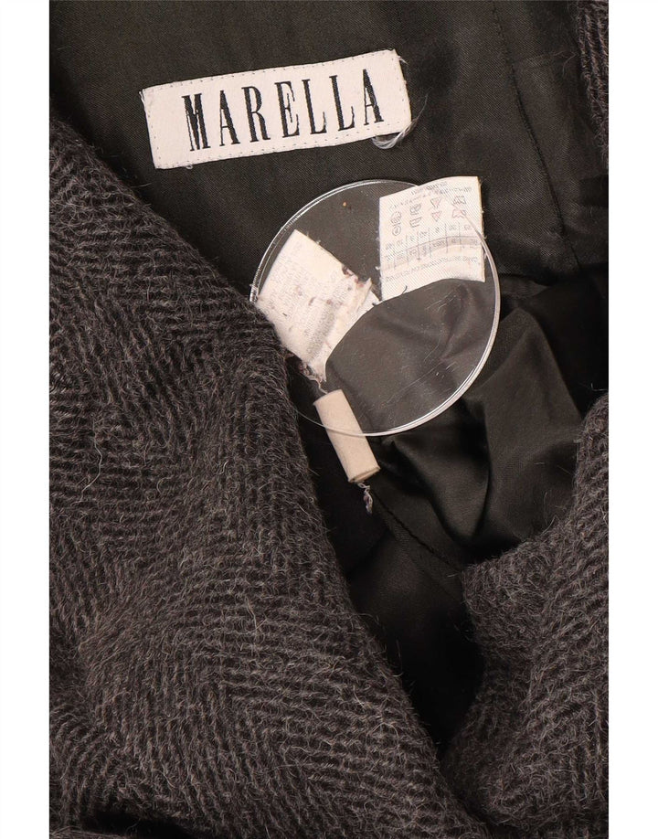 Женское пальто оверсайз Marella UK 10 Маленькая серая шерсть с узором «елочка»
