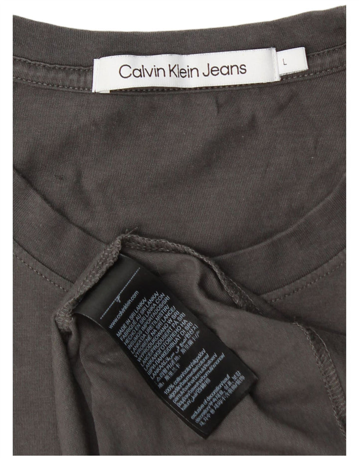 CALVIN KLEIN JEANS Мужская футболка с рисунком, большой серый хлопок