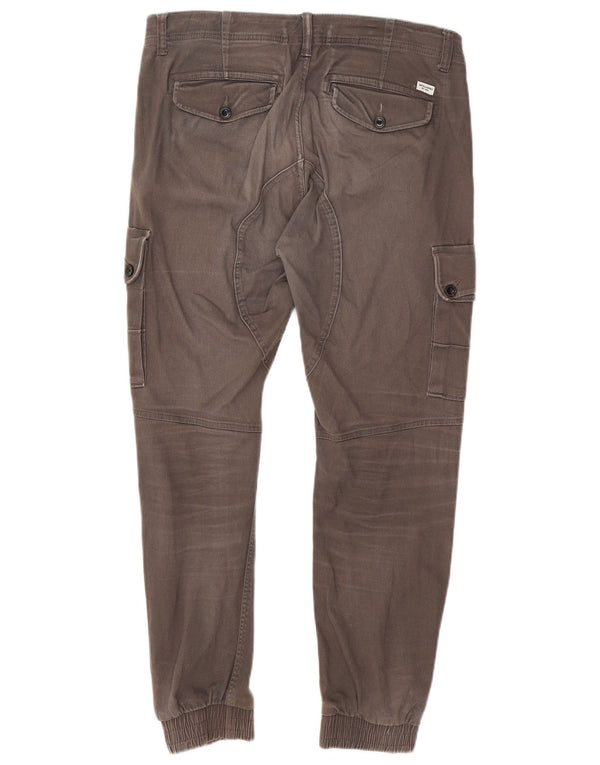 Мужские зауженные брюки-карго Jack & Jones W33 L27, серый хлопок