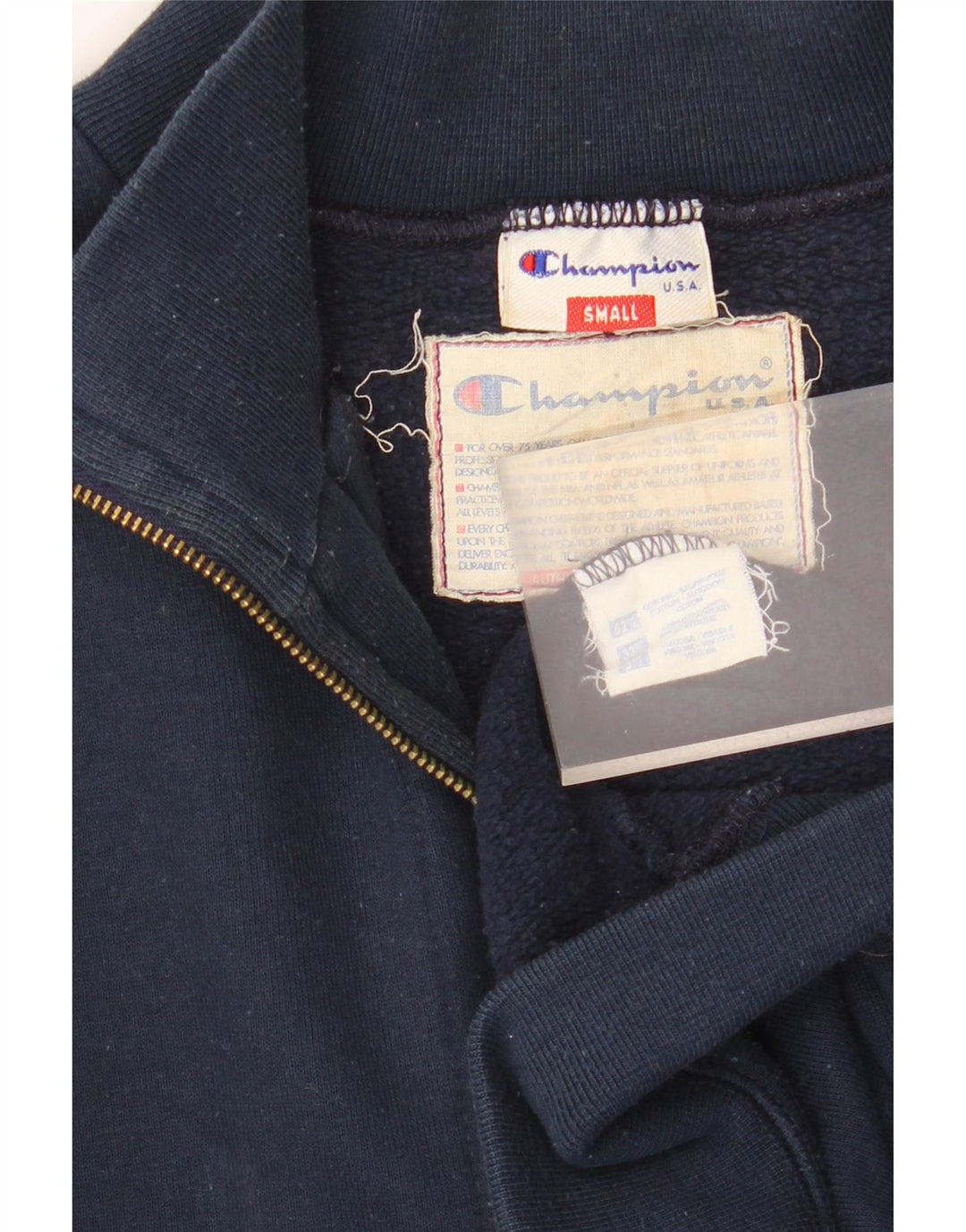 Женский свободный свитер с воротником на молнии CHAMPION, размер UK 10, маленький, темно-синий