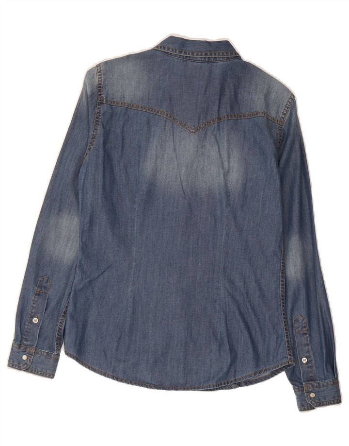 BENETTON Womens Denim Shirt UK 10 Small Blue Cotton Vintage Benetton and Second-Hand Benetton from Messina Hembry 
