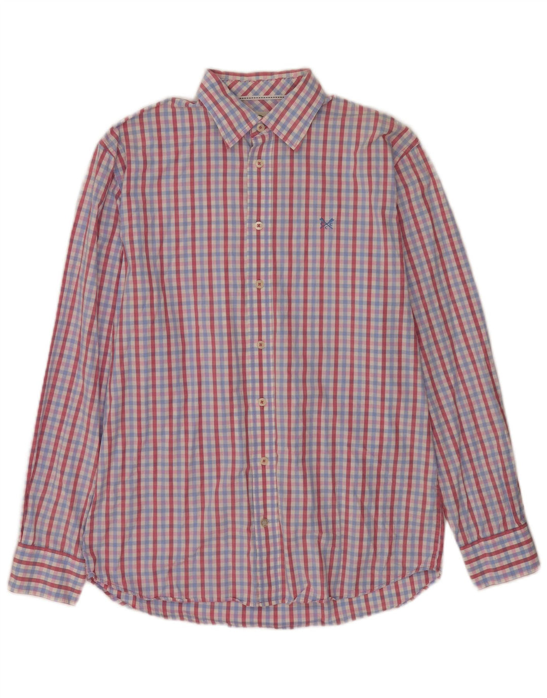 Crew Clothing Мужская рубашка классического кроя среднего размера из разноцветного хлопка в мелкую клетку