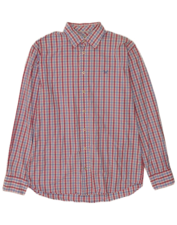 Crew Clothing Мужская рубашка классического кроя среднего размера из разноцветного хлопка в мелкую клетку