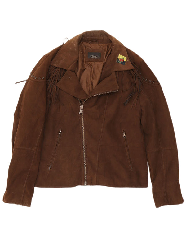 Мужская косуха из искусственной замши Zara UK 42 XL, коричневый полиэстер